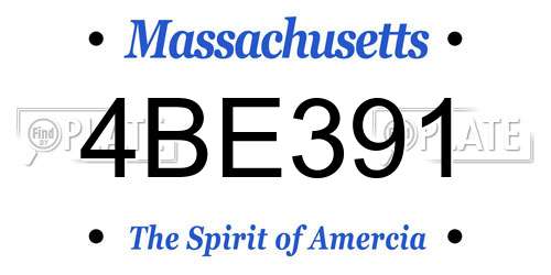 4BE391 Massachusetts License Plate
