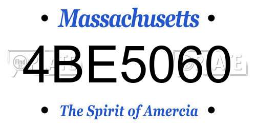 4BE5060 Massachusetts License Plate