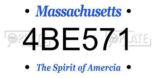 4BE571 Massachusetts License Plate