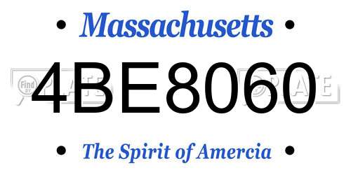 4BE8060 Massachusetts License Plate