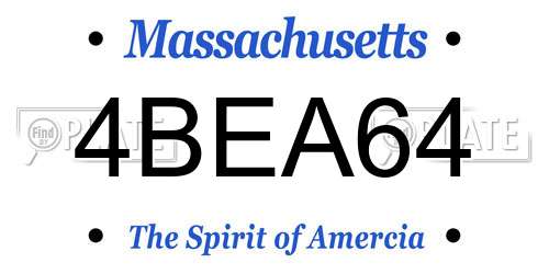4BEA64 Massachusetts License Plate