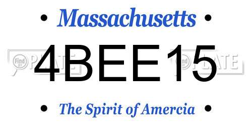 4BEE15 Massachusetts License Plate