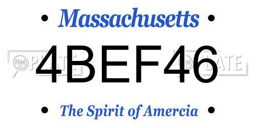 4BEF46 Massachusetts License Plate