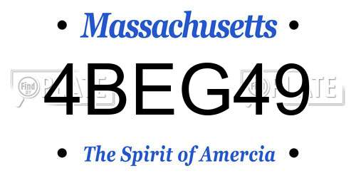 4BEG49 Massachusetts License Plate