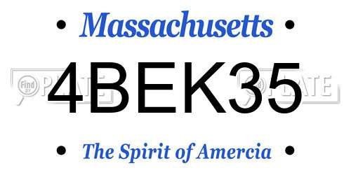 4BEK35 Massachusetts License Plate