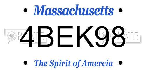 4BEK98 Massachusetts License Plate
