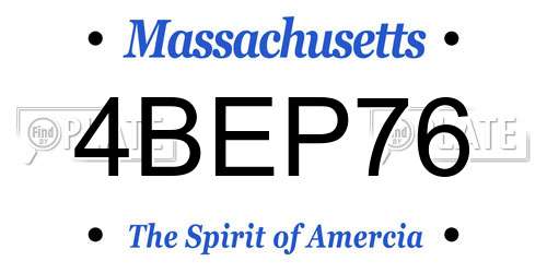 4BEP76 Massachusetts License Plate