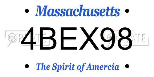 4BEX98 Massachusetts License Plate