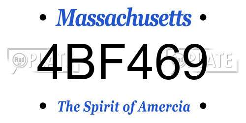 4BF469 Massachusetts License Plate
