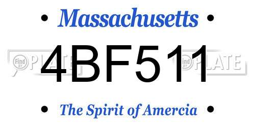 4BF511 Massachusetts License Plate
