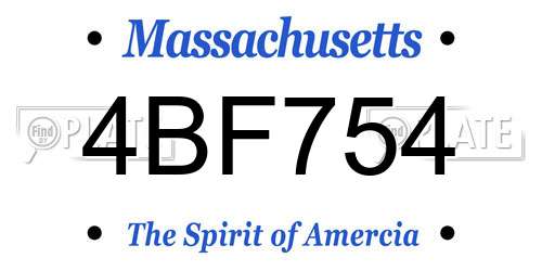 4BF754 Massachusetts License Plate