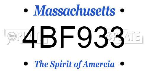 4BF933 Massachusetts License Plate