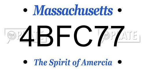 4BFC77 Massachusetts License Plate