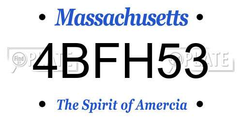4BFH53 Massachusetts License Plate
