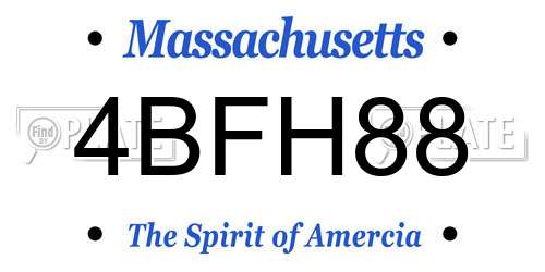 4BFH88 Massachusetts License Plate
