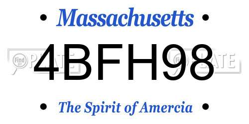 4BFH98 Massachusetts License Plate