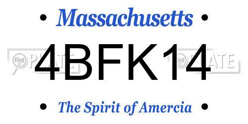 4BFK14 Massachusetts License Plate