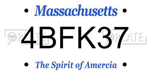 4BFK37 Massachusetts License Plate