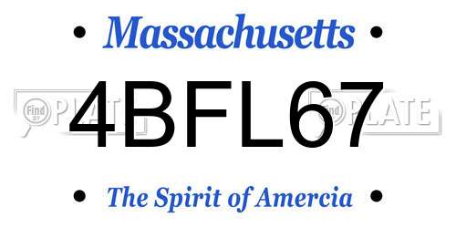 4BFL67 Massachusetts License Plate
