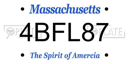 4BFL87 Massachusetts License Plate