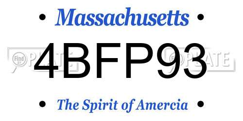 4BFP93 Massachusetts License Plate