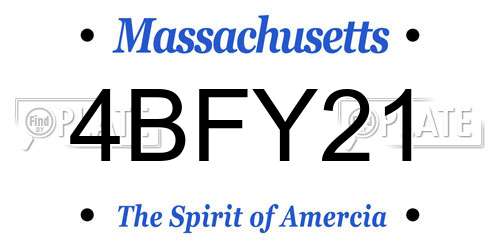 4BFY21 Massachusetts License Plate