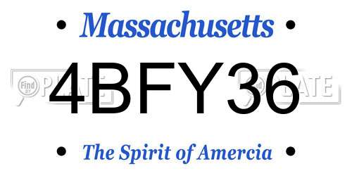 4BFY36 Massachusetts License Plate