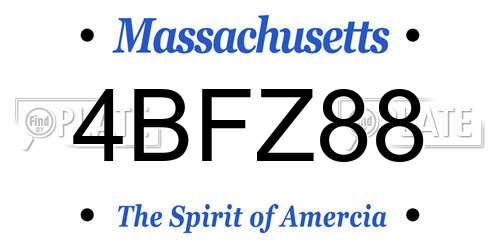 4BFZ88 Massachusetts License Plate