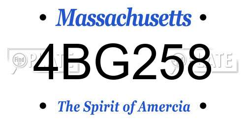 4BG258 Massachusetts License Plate