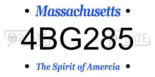 4BG285 Massachusetts License Plate