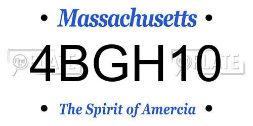 4BGH10 Massachusetts License Plate