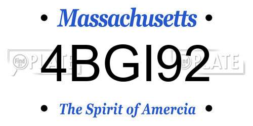4BGI92 Massachusetts License Plate