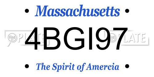 4BGI97 Massachusetts License Plate