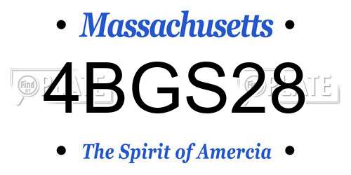 4BGS28 Massachusetts License Plate
