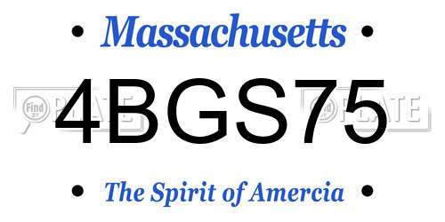 4BGS75 Massachusetts License Plate