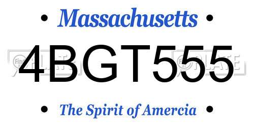 4BGT555 Massachusetts License Plate