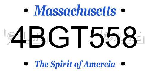 4BGT558 Massachusetts License Plate