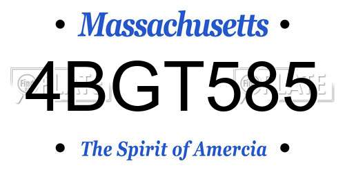 4BGT585 Massachusetts License Plate
