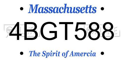 4BGT588 Massachusetts License Plate