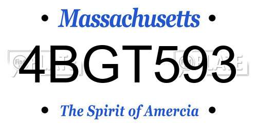 4BGT593 Massachusetts License Plate