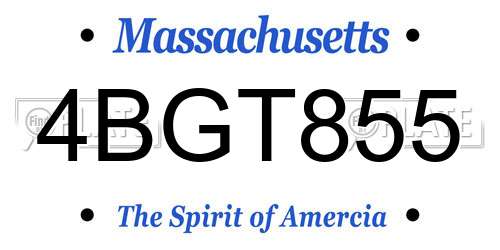 4BGT855 Massachusetts License Plate