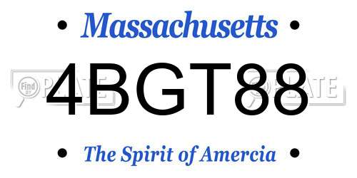 4BGT88 Massachusetts License Plate