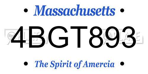 4BGT893 Massachusetts License Plate
