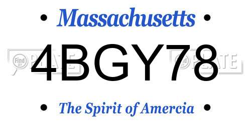 4BGY78 Massachusetts License Plate
