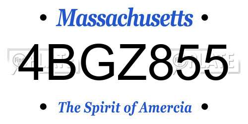 4BGZ855 Massachusetts License Plate