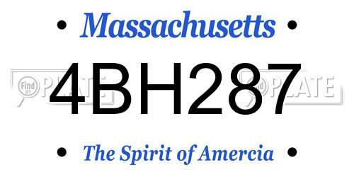 4BH287 Massachusetts License Plate