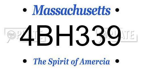 4BH339 Massachusetts License Plate