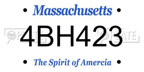 4BH423 Massachusetts License Plate