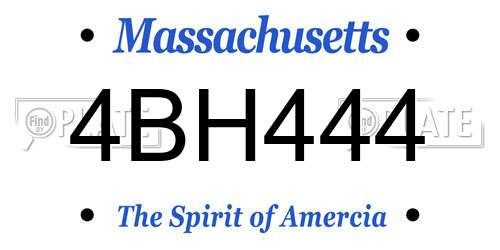 4BH444 Massachusetts License Plate