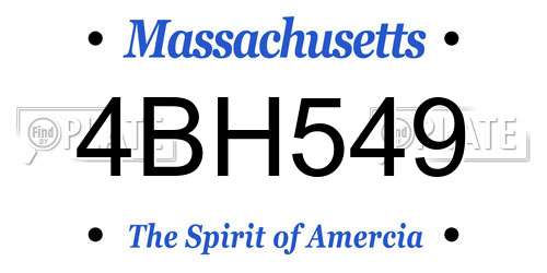 4BH549 Massachusetts License Plate